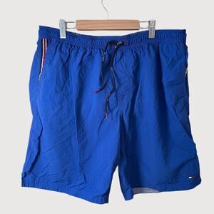 Tommy Hilfiger Swim Trunks Men Blue Red Shorts Bathing Suit Men XL